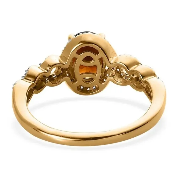 Genuine Tanzanian Golden Tourmaline & White Zircon 18k/925 ✨️Size 7 - Picture 7 of 13